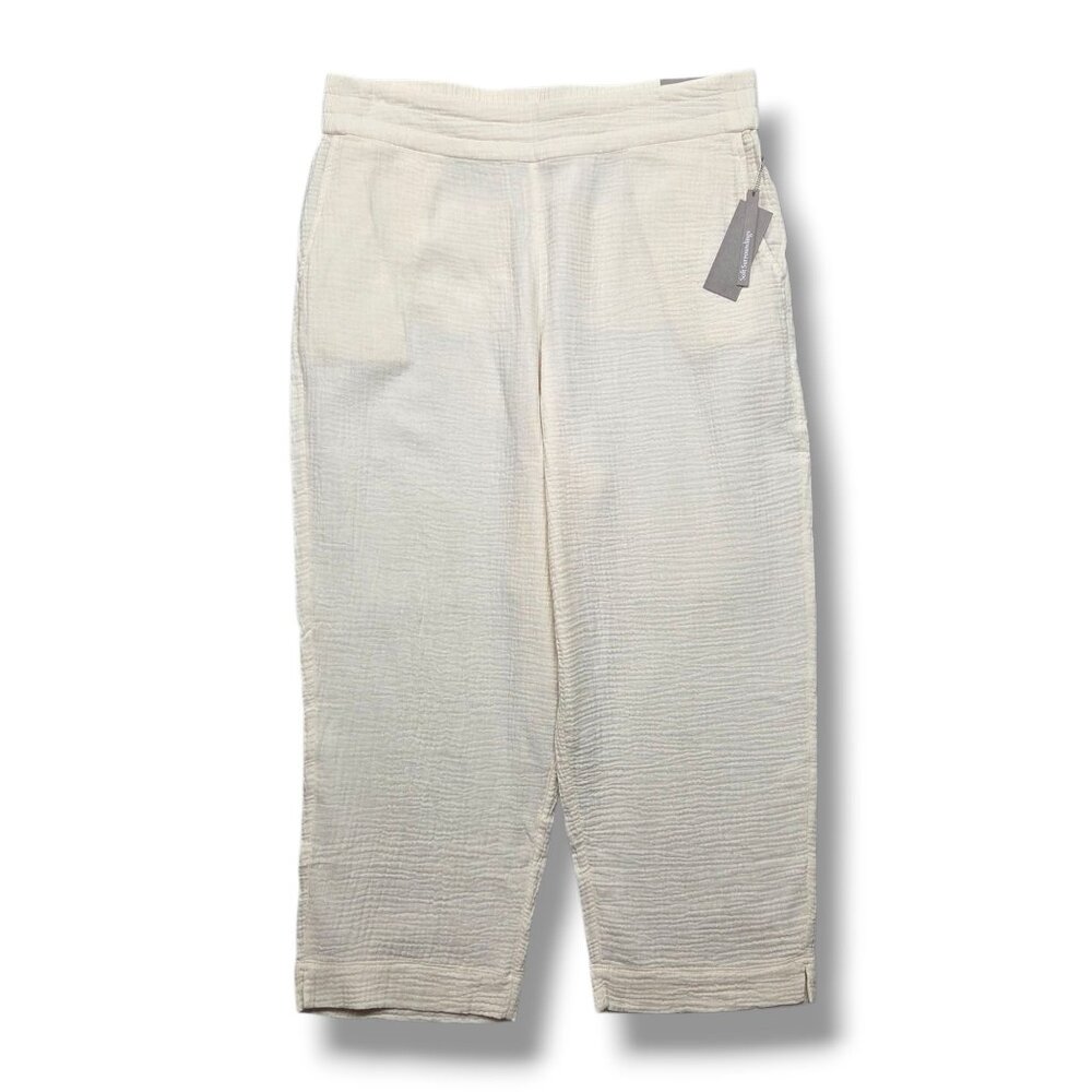 Soft Surroundings Beach Bound ‎ Gauze Crop Pants Womens XL Ecru Pull On